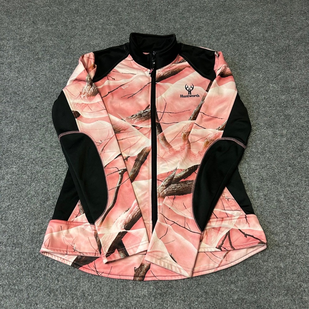 Huntworth Jacket Womens Size M Pink Camo Full Zip Mock Neck Outdoor Performance